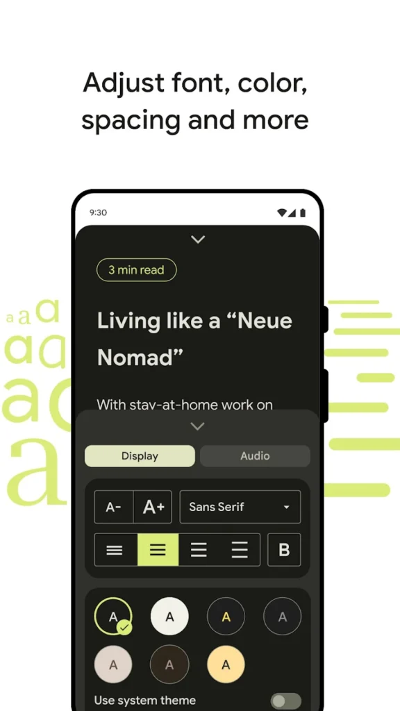 Android-Reading-Mode-Font-Size-Theme